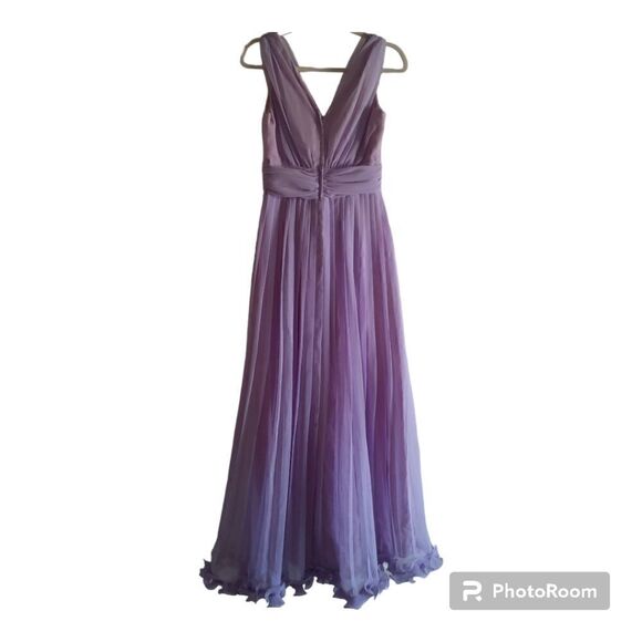 Vintage Union Made Pleated Chiffon Maxi Prom Dress - Picture 4 of 9